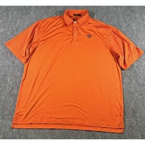 J&M Collection Auburn Tigers Mens 2XL Blue Orange Striped Performance Polo WDE